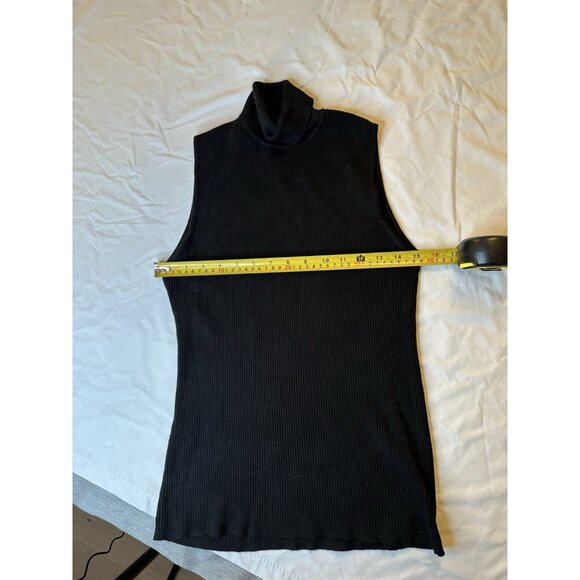 Jones New York Sutton Mock Neck Tank Top Ribbed Black Viscose Small - Picture 6 of 8